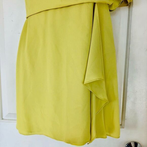 BCBGMAXAZRIA Mina Dark Lime One Shoulder Mini Dress - Picture 5 of 15